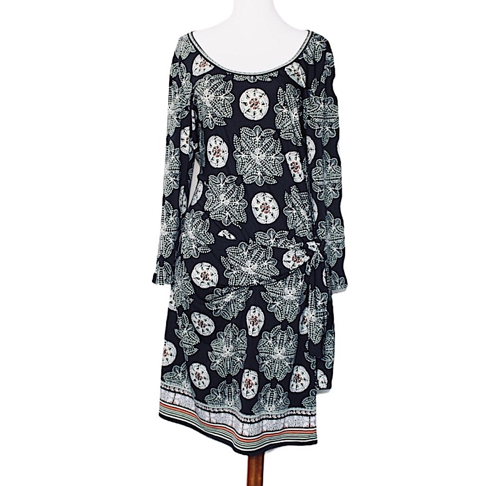 Max Studio Scarf Print Drop-Waist Shift Dress XL